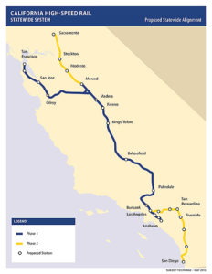 Ruta del proyecto de trenes rápidos en California