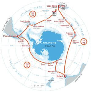 Mapa del recorrido de la expedición preparado por el Instituto Polar de Suiza