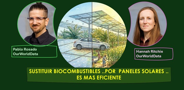 Uso del suelo: cultivar grandes extensiones para mover carros? (Cortesía OurWorldinData)